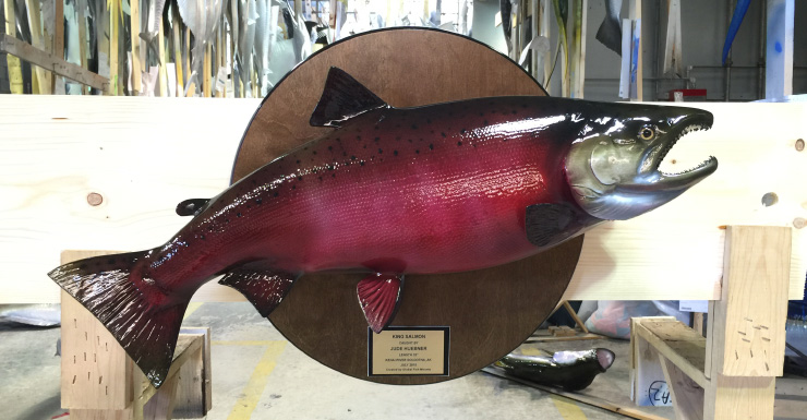 King/Chinook Salmon trophy on wood plaque King/Chinook Salmon Fishmount on wood plaque